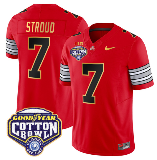 CJ Stroud Jersey #7 Ohio State 'Heritage Stripe' Cotton Bowl Red