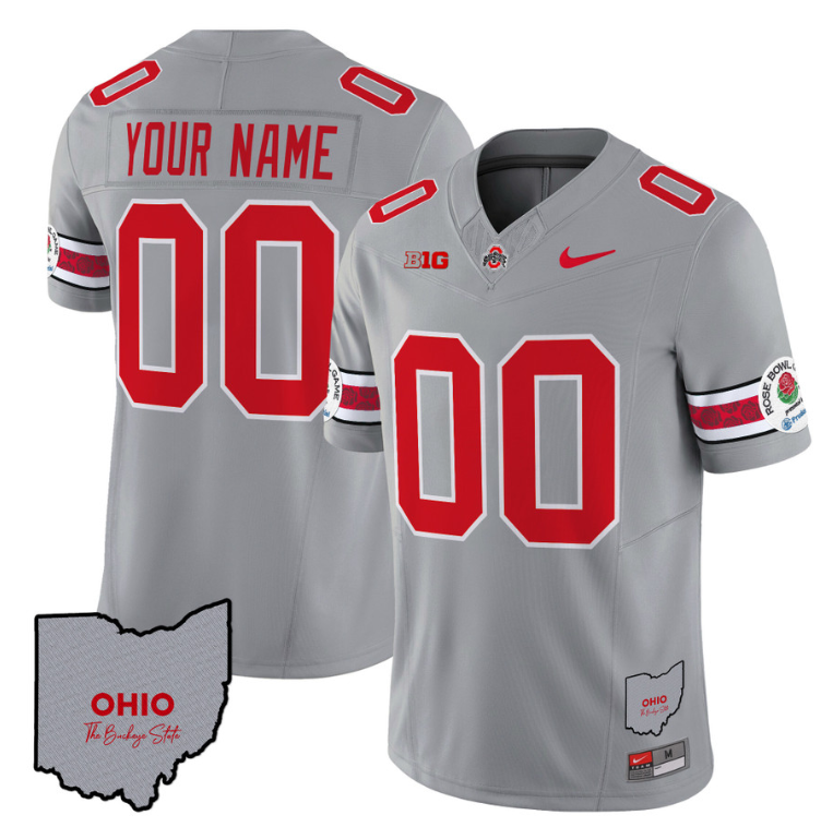 Custom Ohio State Buckeyes Jersey Rose Bowl Vapor Football Stitched V3 Gray