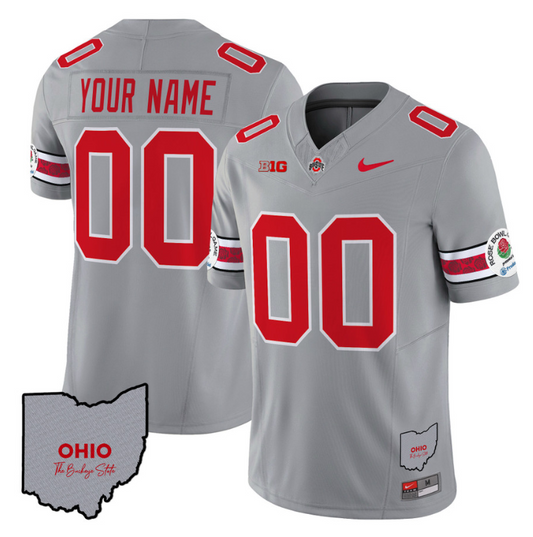 Custom Ohio State Buckeyes Jersey Rose Bowl Vapor Football Stitched V3 Gray