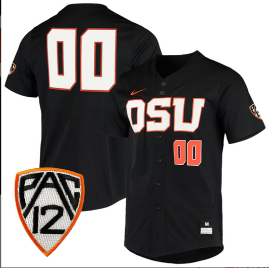 Custom Oregon State Beavers Baseball Black Untouchable Jersey PAC12 Patch