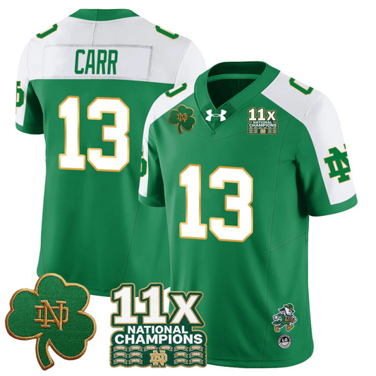 CJ Carr Jersey #13 Notre Dame 11x-Time National Champions Stitched