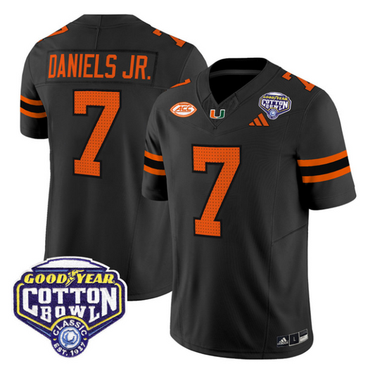 CJ Daniels Jersey #7 Miami Hurricanes 2025 Cotton Bowl Patch Stitched