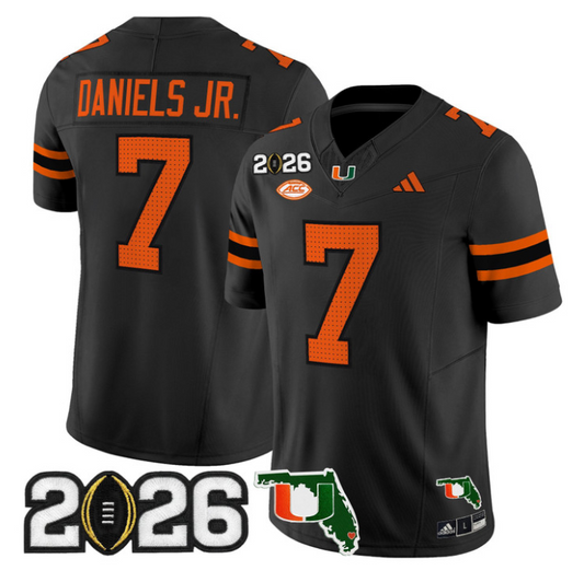 CJ Daniels Jersey #7 Miami Hurricanes 2026 CFP Final Florida Stitched
