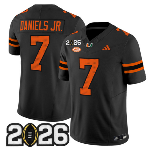 CJ Daniels Jersey #7 Miami Hurricanes 2026 CFP Final Patch Stitched Black