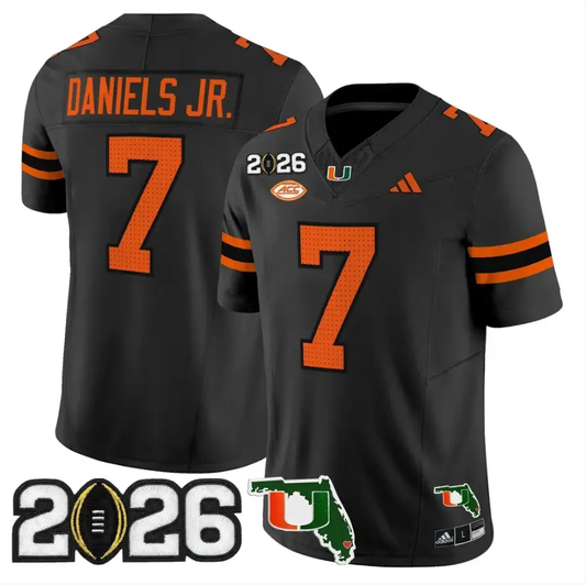 CJ Daniels Jersey #7 Miami Hurricanes 2026 CFP Final Patch Stitched