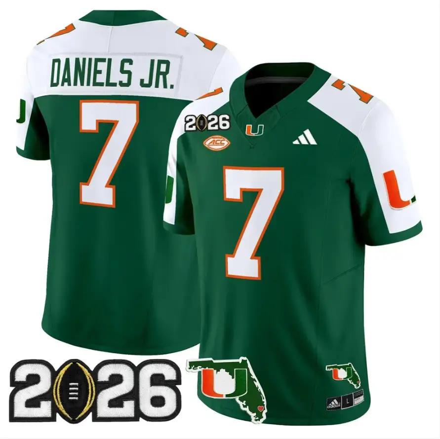 CJ Daniels Jersey #7 Miami Hurricanes 2026 CFP Final Patch Stitched