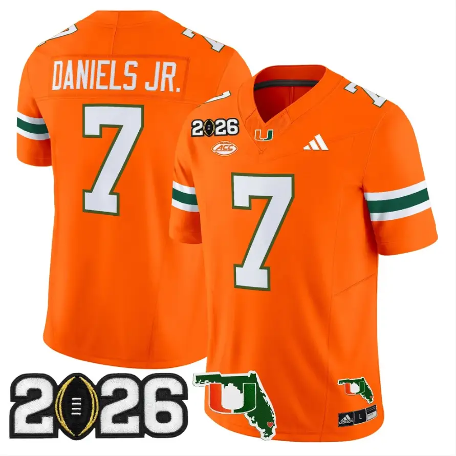 CJ Daniels Jersey #7 Miami Hurricanes 2026 CFP Final Patch Stitched