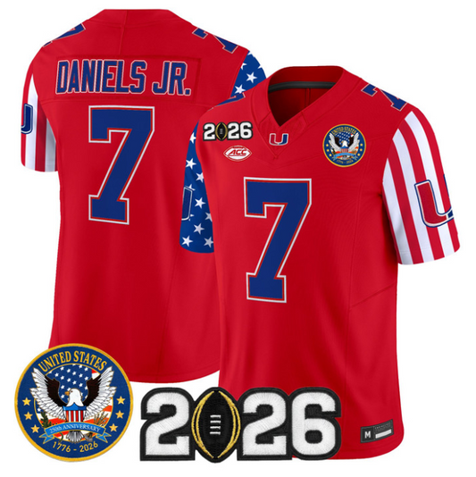 CJ Daniels Jersey #7 Miami Hurricanes America 250 Edition 2026 CFP Patch Stitched