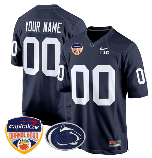 Custom Penn State Jersey Name, Number Orange Bowl Patch Football Navy