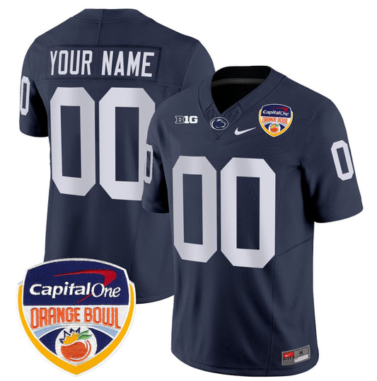 Custom Penn State Jersey Name, Number Orange Bowl Patch Stitched Navy