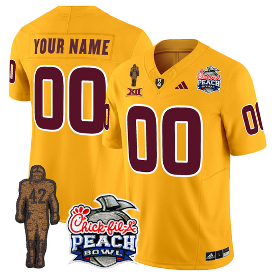 Custom Sun Devils Pat Tillman Jersey Name, Number Peach Bowl Patch Gold