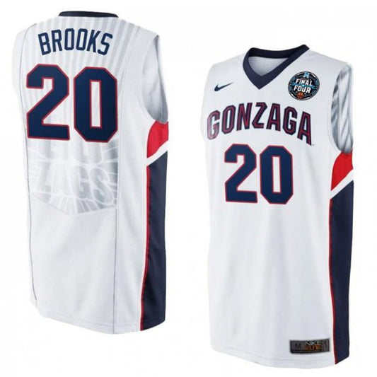Colby Brooks Jersey Gonzaga Bulldogs College Basketball White #201