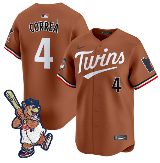 Carlos Correa Jersey #4 Minnesota Twins T.C. Bear Patch Vapor Premier Limited Stitched