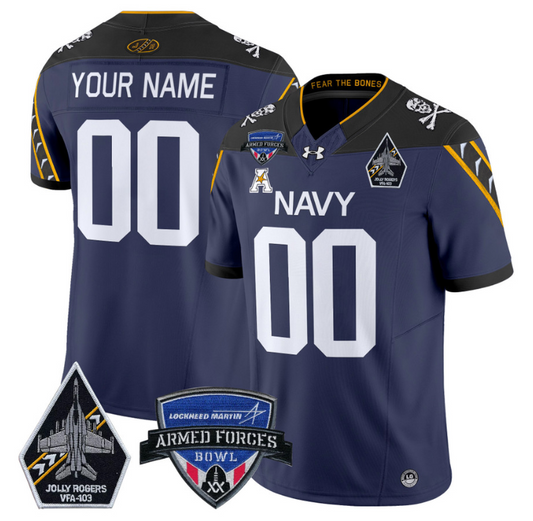 Custom Navy Midshipmen Jersey 2025 Armed Forces Bowl Patch Football navy