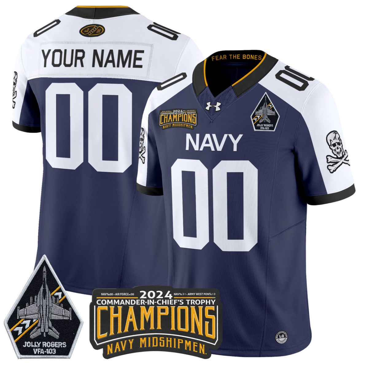 Custom Navy Midshipmen Jersey Commander-in-chief's Trophy Champions Navy Alternate
