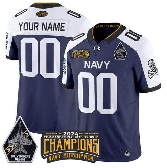 Custom Navy Midshipmen Jersey Commander-in-chief's Trophy Champions Navy Alternate