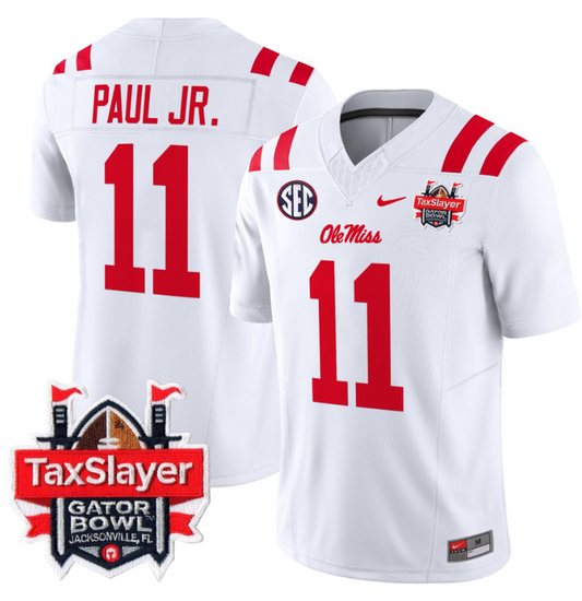 Chris Paul Jr Jersey #11 Ole Miss Rebels 2024 Gator Bowl V2 White