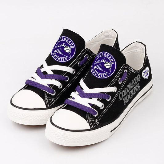 Colorado Rockies Limited Print MLB Baseball Fans Low Top Canvas Shoes Sport Sneakers T-DAC172H