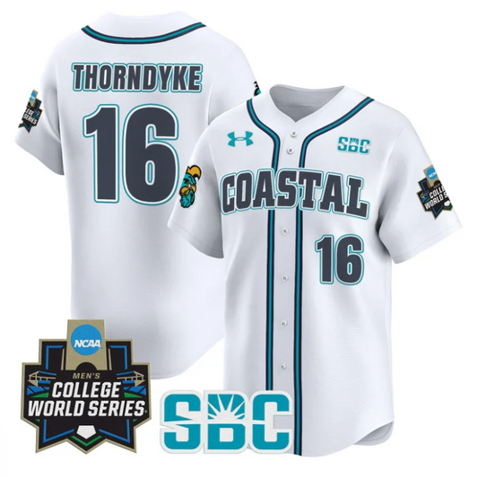 Colby Thorndyke Jersey #16 Coastal Carolina Chanticleers 2025 World Series White