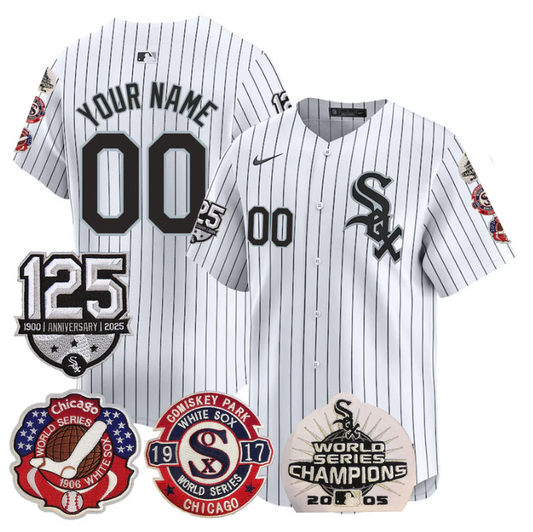 Custom Chicago White Sox Jersey 125th Anniversary World Series Champions Stitched White