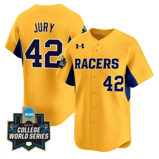 Charlie Jury Jersey #42 Murray State Racers 2025 World Series Stitched Gold