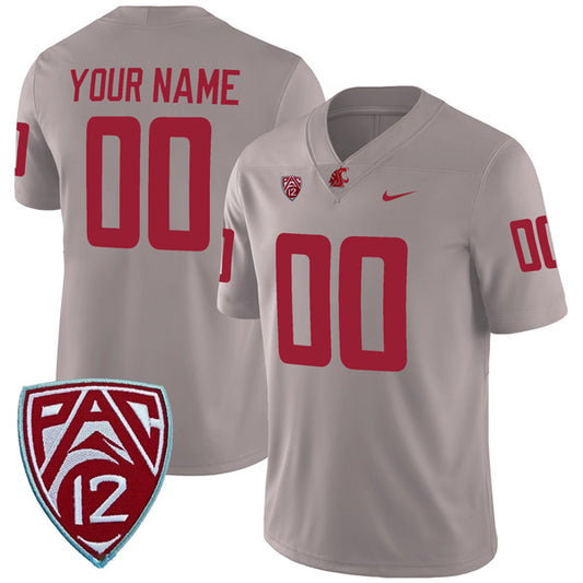 Custom Washington State Cougars Jersey Name and Number College Football Grey Alternate Game – All Stitched