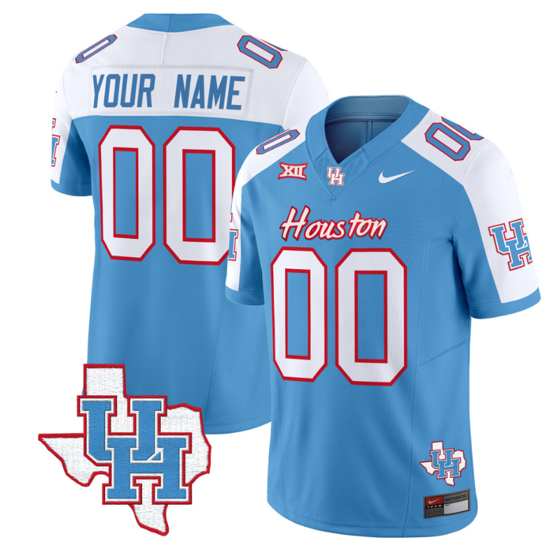 Custom Houston Cougars Jersey Name and Number Inspired Vapor College Football Limited All Stitched Blue Alternate