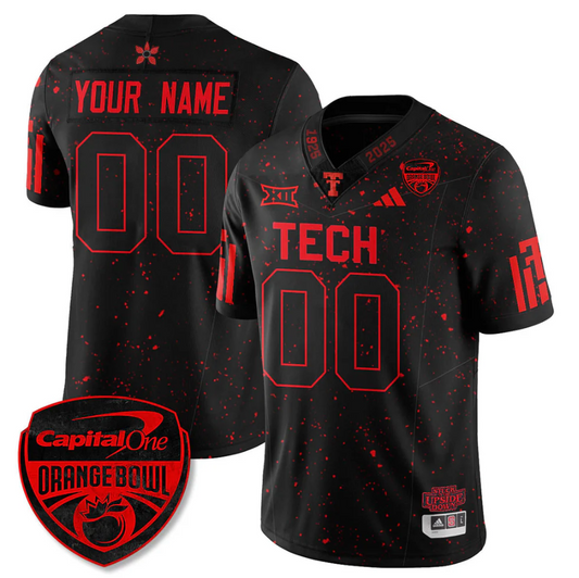 Custom Texas Tech Red Raiders Jersey Stranger Things Orange Bowl Stitched