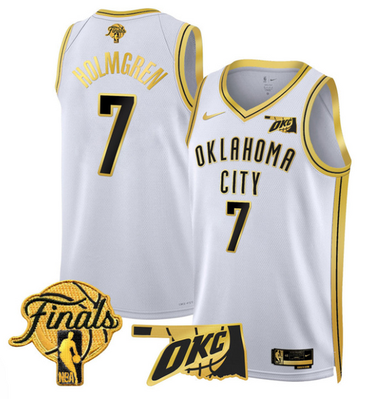 Chet Holmgren Jersey # 7 Oklahoma City Thunder 2025 Finals Swingman Stitched White Gold