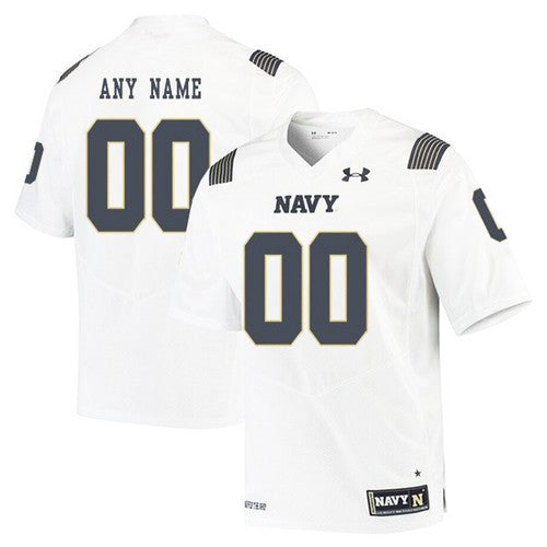 Custom Navy Midshipmen Jersey Name and Number NCAA College Football White