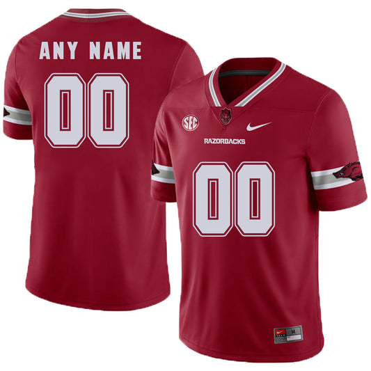 Custom Arkansas Razorbacks Jersey Name and Number NCAA College Football SEC Patch Red
