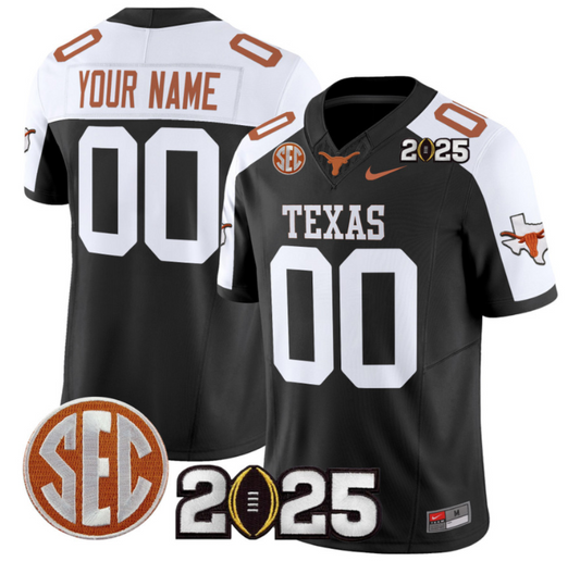 Custom Texas Longhorns Jersey 2025 CFP Final Patch Stitched Black Alternate
