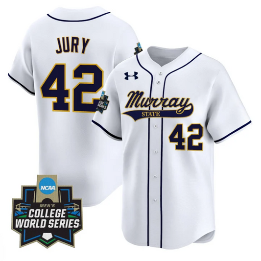 Charlie Jury Jersey #42 Murray State Racers 2025 World Series Stitched White
