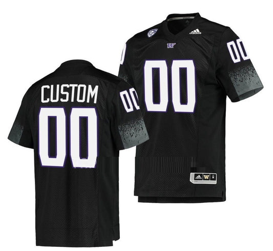 Custom Washington Huskies Jersey Name and Number NCAA College Football Premier Black