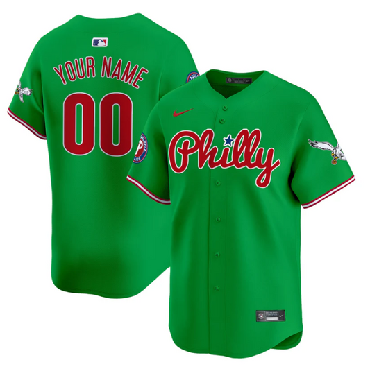 Custom Phillies and Eagles Jersey Name, Number Vapor Premier Limited Stitched Green