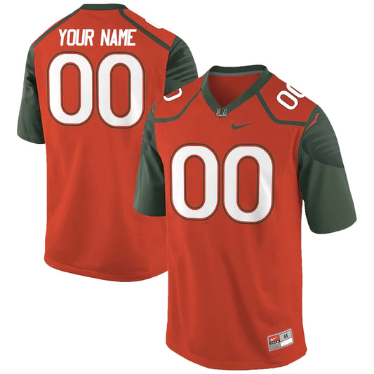 Custom Miami Hurricanes Jersey Name and Number NCAA College Football Orange