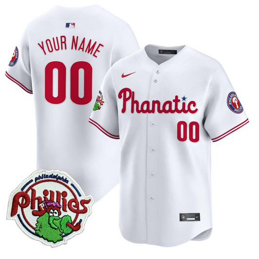 Custom Phillies Jersey Phanatic Patch Vapor Premier Limited Stitched White