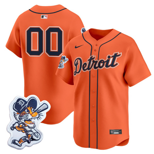 Custom Detroit Tigers Jersey Name, Number Paws Patch Vapor Premier Limited Stitched Orange