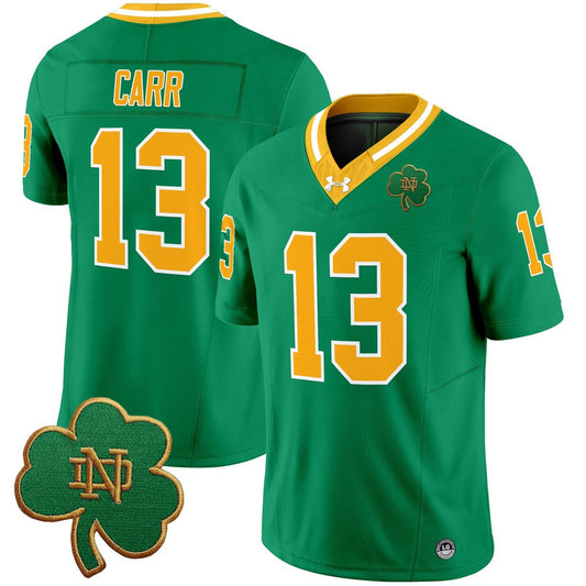 CJ Carr Jersey #13 Notre Dame 2025 Vapor Limited V3 Stitched Throwback