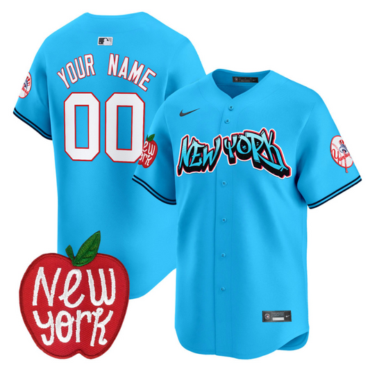 Custom New York Yankees Jersey Apple Patch Vapor Premier Limited All Stitched Light Blue