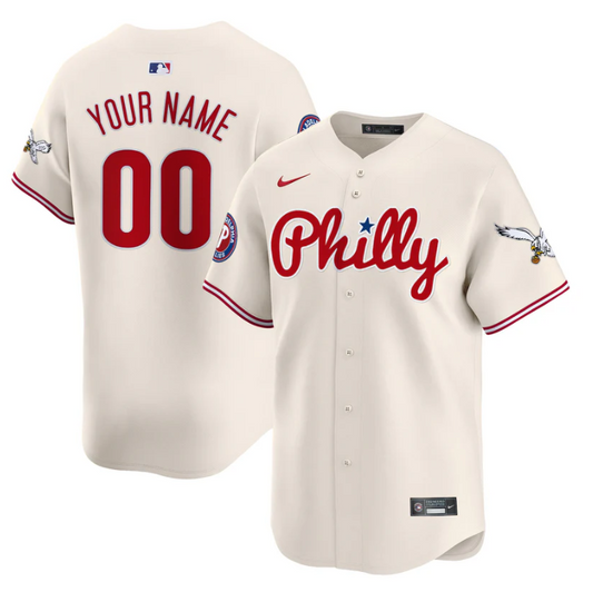 Custom Phillies and Eagles Jersey Name, Number Vapor Premier Limited Stitched Cream