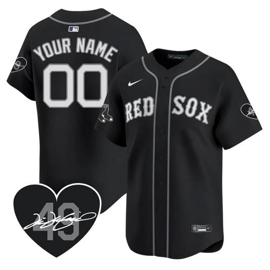 Custom Boston Red Sox Jersey Tim Wakefield Limited Memorial Patch Stitched Black