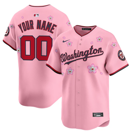 Custom Washington Nationals Jersey Name, Number Cherry Blossom Vapor Premier Limited Stitched