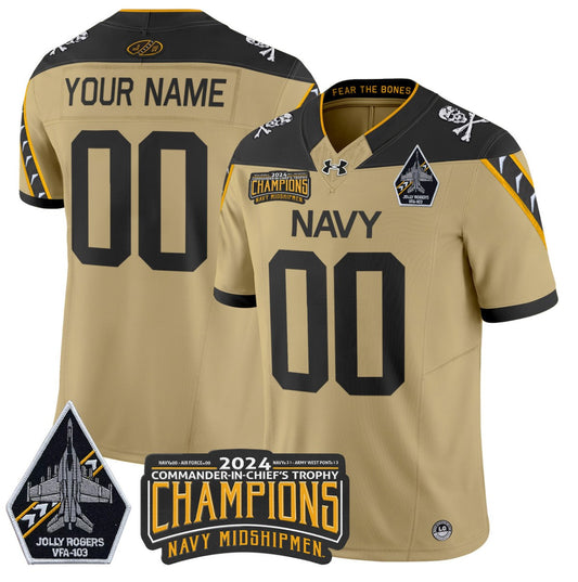Custom Navy Midshipmen Jersey Commander-in-chief's Trophy Champions Gold