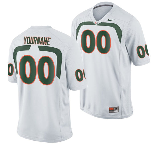 Custom Miami Hurricanes Jersey Name and Number NCAA College Football Game White