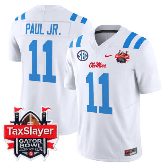 Chris Paul Jr Jersey #11 Ole Miss Rebels 2024 Gator Bowl V2 2024 White