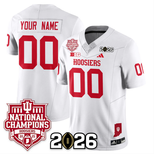 Custom Indiana Hoosiers Jersey 2025 National Champions Patch Stitched White