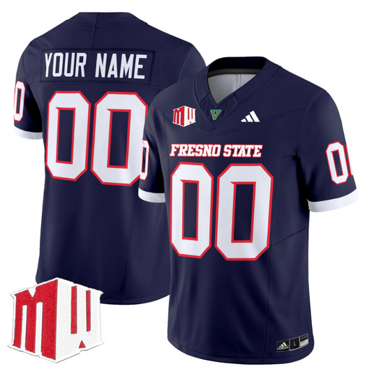 Custom Fresno State Bulldogs Jersey 2024 Vapor Limited Stitched Navy