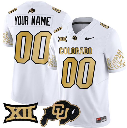 Custom Colorado Buffaloes Jersey Name, Number Vapor Big 12 XII Patch White Limited
