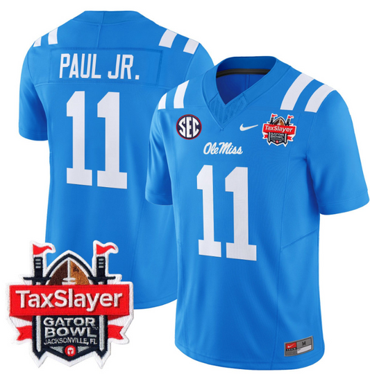 Chris Paul Jr Jersey #11 Ole Miss Rebels 2024 Gator Bowl V2 Powder Blue